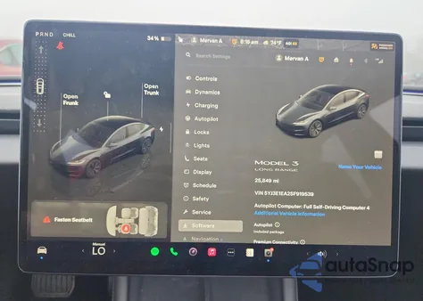 2025 Tesla Model 3 from USA, damaged, VIN 5YJ3E1EA2SF919539